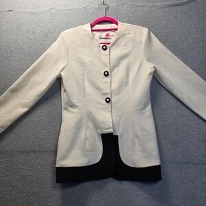 License Office Blazer‎ Jacket Womens Small Colorblock Button Front Career